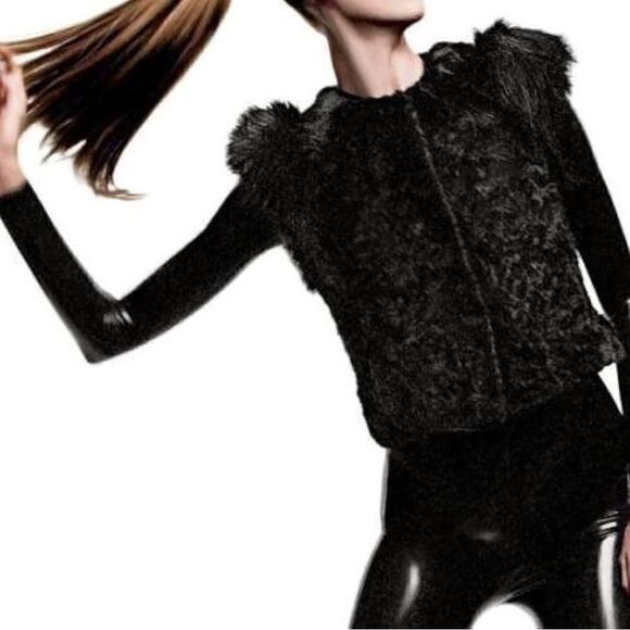 Black Fur Vest with Snap Closures Neiman Marcus Skaist Taylor XS - Picture 6 of 7